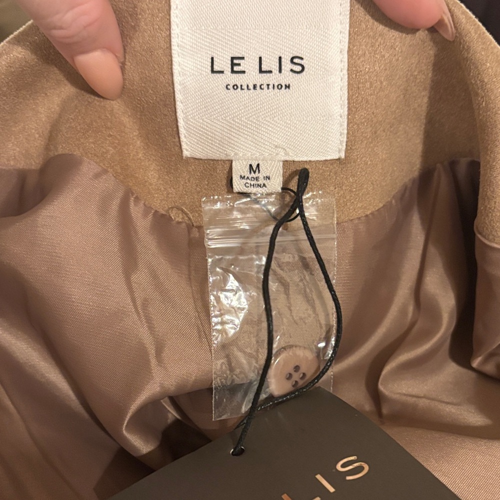 Le Lis Boutique Suede Jacket with Western Stitch Details-Tan & Pink Size Medium - Picture 10 of 11